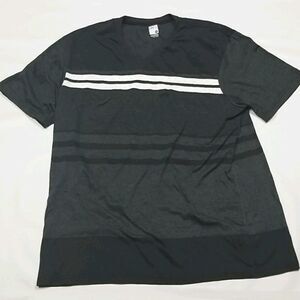 🎁5/$25 UH Shirt Women's XL Short Sleeve Black Grey White Stripes Exercise Gym